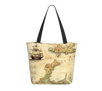 NBCCDVSH Borsa tote da donna con mappa del tesoro, riutilizzabile, estetica, borsa da spiaggia, borsa per la spesa