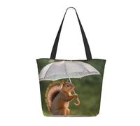 NBCCDVSH Borsa tote da donna con scoiattolo che tiene un ombrello, borsa per la spesa estetica riutilizzabile borsa da spiaggia