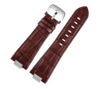 NBCNZCTSAS 1853 cinturino in pelle for estremità convessa adatto for cintura serie Tissot PRX T137.407 T137.410 cinturino da polso da uomo braccialetto 26x12mm(A brown silver)