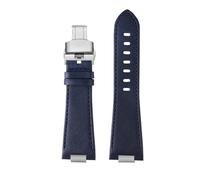 NBCNZCTSAS 1853 cinturino in pelle for estremità convessa adatto for cintura serie Tissot PRX T137.407 T137.410 cinturino da polso da uomo braccialetto 26x12mm(B blue Folding)