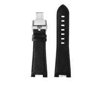 NBCNZCTSAS 1853 cinturino in pelle for estremità convessa adatto for cintura serie Tissot PRX T137.407 T137.410 cinturino da polso da uomo braccialetto 26x12mm(B black Folding)