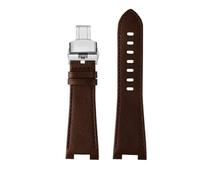 NBCNZCTSAS 1853 cinturino in pelle for estremità convessa adatto for cintura serie Tissot PRX T137.407 T137.410 cinturino da polso da uomo braccialetto 26x12mm(B brown Folding)