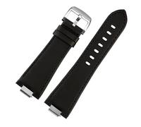 NBCNZCTSAS 1853 cinturino in pelle for estremità convessa adatto for cintura serie Tissot PRX T137.407 T137.410 cinturino da polso da uomo braccialetto 26x12mm(B black silver)
