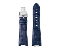 NBCNZCTSAS 1853 cinturino in pelle for estremità convessa adatto for cintura serie Tissot PRX T137.407 T137.410 cinturino da polso da uomo braccialetto 26x12mm(A blue Folding)