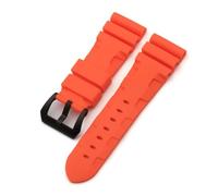 NBCNZCTSAS 22mm 24mm 26mm cinturino in gomma naturale in silicone adatto for Panerai adatto for Luminor PAM441 nero blu arancione cinturino for orologio sportivo strumenti(Orange-black,22mm)