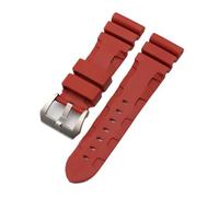 NBCNZCTSAS 22mm 24mm 26mm cinturino in gomma naturale in silicone adatto for Panerai adatto for Luminor PAM441 nero blu arancione cinturino for orologio sportivo strumenti(Red-silver,26mm)