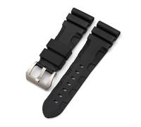 NBCNZCTSAS 22mm 24mm 26mm cinturino in gomma naturale in silicone adatto for Panerai adatto for Luminor PAM441 nero blu arancione cinturino for orologio sportivo strumenti(Black-silver,26mm)