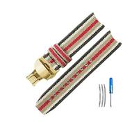 NBCNZCTSAS Accessori for cinturini in tela, cinturino for orologio in nylon for buona resistenza all'usura adatto for Burberry adatto for Omega Bu7600 7601 7602 7680 22mm(Stripes-Golden-B1)
