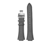 NBCNZCTSAS Adatto for cinturino for orologio Casio Edifice EFB-680 ECB-10PB/DP/YD/HR GST-B400 26x14mm 26x12mm cinturino in pelle di nylon da uomo convesso(Grey silver Folding,26.12mm)