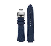 NBCNZCTSAS Adatto for cinturino for orologio Casio Edifice EFB-680 ECB-10PB/DP/YD/HR GST-B400 26x14mm 26x12mm cinturino in pelle di nylon da uomo convesso(Blue Folding,26.12mm)