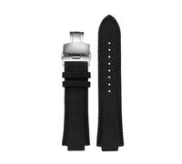 NBCNZCTSAS Adatto for cinturino for orologio Casio Edifice EFB-680 ECB-10PB/DP/YD/HR GST-B400 26x14mm 26x12mm cinturino in pelle di nylon da uomo convesso(Black Folding,26.14mm)