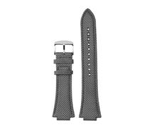 NBCNZCTSAS Adatto for cinturino for orologio Casio Edifice EFB-680 ECB-10PB/DP/YD/HR GST-B400 26x14mm 26x12mm cinturino in pelle di nylon da uomo convesso(Grey silver Pin,26.12mm)