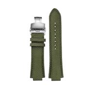NBCNZCTSAS Adatto for cinturino for orologio Casio Edifice EFB-680 ECB-10PB/DP/YD/HR GST-B400 26x14mm 26x12mm cinturino in pelle di nylon da uomo convesso(Army green Folding,26.14mm)