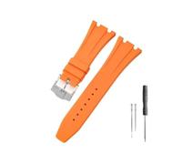 NBCNZCTSAS Adatto for cinturino for orologio in gomma silicone Seiko adatto for Ap Royal Oak 15400/26331/15500 in cinturini for orologi arancione, verde e blu da 27 mm(Orange-Steel-K13)