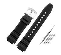 NBCNZCTSAS Adatto for cinturino for orologio in nylon Casio AE-1200WH SGW-300/400H/500H AQ-S810W AE-1000/1300 MRW-200H cinturino in silicone convesso da 18 mm in tela(Silicone black steel)
