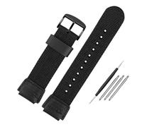 NBCNZCTSAS Adatto for cinturino for orologio in nylon Casio AE-1200WH SGW-300/400H/500H AQ-S810W AE-1000/1300 MRW-200H cinturino in silicone convesso da 18 mm in tela(Black black buckle)
