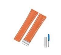 NBCNZCTSAS Adatto for i piloti della serie Breitling, adatto for i Vendicatori italiani, adatto for l'Air Timing, adatto for la cultura oceanica, adatto for cinturino in pelle 22/24 mm(Orange(PW)-Stee
