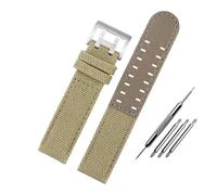 NBCNZCTSAS Bracciale adatto for Hamilton Khaki Fit For Field H760250 H77616533 H70605963 H68201993 Cinturino for orologio in pelle Nylon cinturino for uomo 20 22mm(Khaki-silver clasp,20mm)
