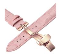 NBCNZCTSAS Cinturini in pelle 12 14 16 18 20 mm Colore universale acciaio farfalla a fibbia cinturino da polso(Rose-pink,20mm)