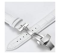 NBCNZCTSAS Cinturini in pelle 12 14 16 18 20 mm Colore universale acciaio farfalla a fibbia cinturino da polso(Silver-White,20mm)