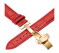 NBCNZCTSAS Cinturini in pelle 12 14 16 18 20 mm Colore universale acciaio farfalla a fibbia cinturino da polso(Gold-red,19mm)