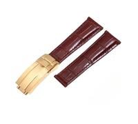 NBCNZCTSAS Cinturini in pelle modello 20 mm adatti for cinturino for orologio Rolex Daytona Submariner GMT RX braccialetto for fibbia pieghevole(Brown-gold)