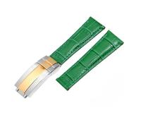 NBCNZCTSAS Cinturini in pelle modello 20 mm adatti for cinturino for orologio Rolex Daytona Submariner GMT RX braccialetto for fibbia pieghevole(Green-silver gold)