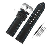 NBCNZCTSAS Cinturino da 24 mm adatto for Panerai adatto for Luminor PAM01661 Cinturino in pelle di tela tessuto nylon nero blu fibbia ad ardiglione(Blue line silver)