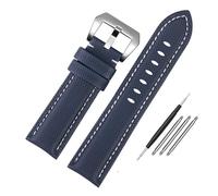 NBCNZCTSAS Cinturino da 24 mm adatto for Panerai adatto for Luminor PAM01661 Cinturino in pelle di tela tessuto nylon nero blu fibbia ad ardiglione(Blue white silver)