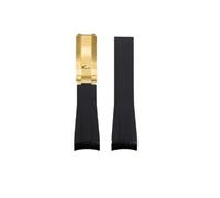 NBCNZCTSAS Cinturino in gomma siliconica adatto for Rolex adatto for Daytona adatto for Submariner Yacht Master 20mm tinta unita nero blu rosso verde bianco marrone cinturino(Black-gold)