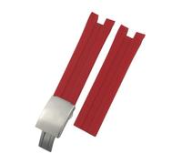 NBCNZCTSAS Cinturino in gomma siliconica naturale da 21 mm adatto for Tissot 1853 T076417 Cinturino sportivo morbido rosso nero arancione(Red-Silver,21MM_NO CLASP)