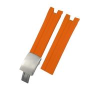 NBCNZCTSAS Cinturino in gomma siliconica naturale da 21 mm adatto for Tissot 1853 T076417 Cinturino sportivo morbido rosso nero arancione(Orange-Silver,21MM_T CLASP)