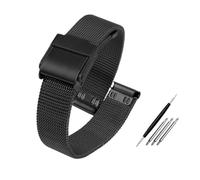 NBCNZCTSAS Cinturino in maglia orologio adatto for cinturino milanese 12mm13mm 14mm15mm16mm17mm18mm 20mm 22mm uomo donna cinturino orologio in acciaio strumenti(Schwarz,16mm)