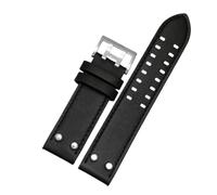 NBCNZCTSAS Cinturino in pelle adatto for Hamilton adatto for Seiko cinturino for orologio rivetto uomo militare adatto for pilota Khaki Field Aviation 20mm 22mm accessori(Black silver bucke,22mm)