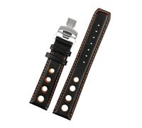 NBCNZCTSAS Cinturino in pelle adatto for tissot 1853 Sports Racing Series PRS516 T91 T044 Cinturino morbido 20mm Bracciale for chiusura pieghevole(Black Orange Silver,20mm no clasp)
