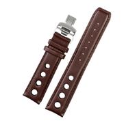 NBCNZCTSAS Cinturino in pelle adatto for tissot 1853 Sports Racing Series PRS516 T91 T044 Cinturino morbido 20mm Bracciale for chiusura pieghevole(Brown Silver,20mm)