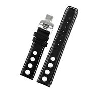NBCNZCTSAS Cinturino in pelle adatto for tissot 1853 Sports Racing Series PRS516 T91 T044 Cinturino morbido 20mm Bracciale for chiusura pieghevole(Black White Silver,20mm)
