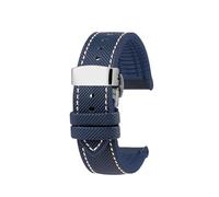 NBCNZCTSAS Misura for CITTADINO Blue Angel Uomini Onda Radio Orologio AT8020-54L/8020-03L/JY8078 Serie Tela di Nylon + Cinturini In Gomma 22mm 23mm(C-Blue white-S,22mm)