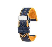 NBCNZCTSAS Misura for CITTADINO Blue Angel Uomini Onda Radio Orologio AT8020-54L/8020-03L/JY8078 Serie Tela di Nylon + Cinturini In Gomma 22mm 23mm(C-Blue yellow-S)
