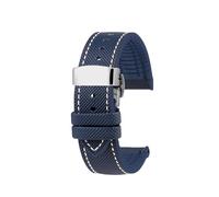 NBCNZCTSAS Misura for CITTADINO Blue Angel Uomini Onda Radio Orologio AT8020-54L/8020-03L/JY8078 Serie Tela di Nylon + Cinturini In Gomma 22mm 23mm(C-Blue white-S)