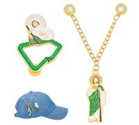 NBEADS 1 paio Spille con Decorazioni Personalizzate per Cappelli, Spilla A Forma di Cappello di Cristo per Cappellini Da Baseball Distintivo Amanti di l'a Moda Decorazione Da Bavero, Verde Dorato