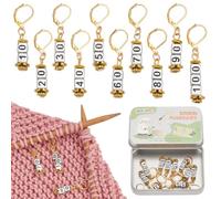 NBEADS 10 pezzi numero 10-100 perline acriliche segnapunto, numeri quadrati perline uncinetto marcatore con leverback loop blocco punto marcatore per maglieria uncinetto per segnare le linee guida di