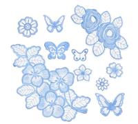 NBEADS 10 pz. Toppa Da Cucire A Forma di Farfalla Ricamata, Toppe In Organza con Fiori, Applique, Stili Misti, Toppe In Pizzo Da Cucire per Abiti Da Sposa, Fai Da Te, Ornamenti per Capelli, Tema Blu