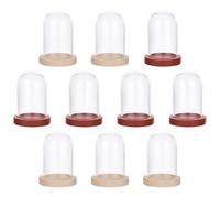 NBEADS 10 Set Mini Campana di Vetro Trasparente con Base in Legno, Teca per Centrotavola Piante Rocce Esemplari Decorazioni, 3.9x2.5cm