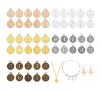 NBEADS 100 pz 5 colori Lega Ciondoli Numerici, Ciondoli Piatti e Rotondi con Numero 0-9 per La Creazione di Collane, Bracciali e Gioielli Fai Da Te