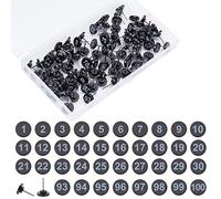 NBEADS 100pz Puntine A Pressione Numerate, Puntine da Disegno con Numero Mappa Base Nera con Numeri 1-100 Puntine da Disegno in Plastica per Mappe, Fotografie, Esposizione di Manifesti, 16x11mm