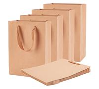 NBEADS 10pz Sacchetti Regalo Kraft, 40x30x10cm Sacchetti di Carta di Grandi Dimensioni con Manici in Nylon per Confezione Regalo Halloween Natale Bomboniere Festa