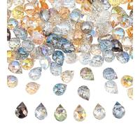 NBEADS 120 Pz 12 Colori Perline di Cristallo A Goccia, Perline di Vetro con Foro Verticale Da 10x8mm Perline Sfaccettate A Goccia per Collane Orecchini Gioielli Fai Da Te Artigianato, Foro: 1mm