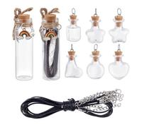 NBEADS 14 Pezzo Bottiglia Di Vetro Commemorativa Per Peli Di Animali Domestici, 3.3-7.8cm Con Ciondoli Arcobaleno E Cordino In Cotone Cerato Per Conservare La Pelliccia Del Gatto