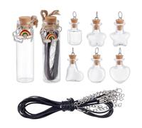 NBEADS 14 Pezzo Bottiglia Di Vetro Commemorativa Per Peli Di Animali Domestici, 3.3-7.8cm Con Ciondoli Arcobaleno E Cordino In Cotone Cerato Per Conservare La Pelliccia Del Cane